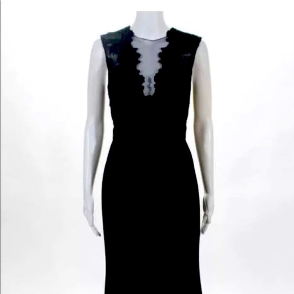 Theia lace sheath long dress; great condition